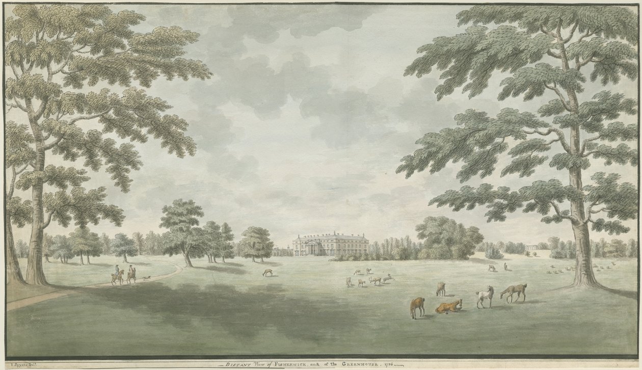 Fisherwick Hall: akvarellteckning, 1786 av Unbekannt