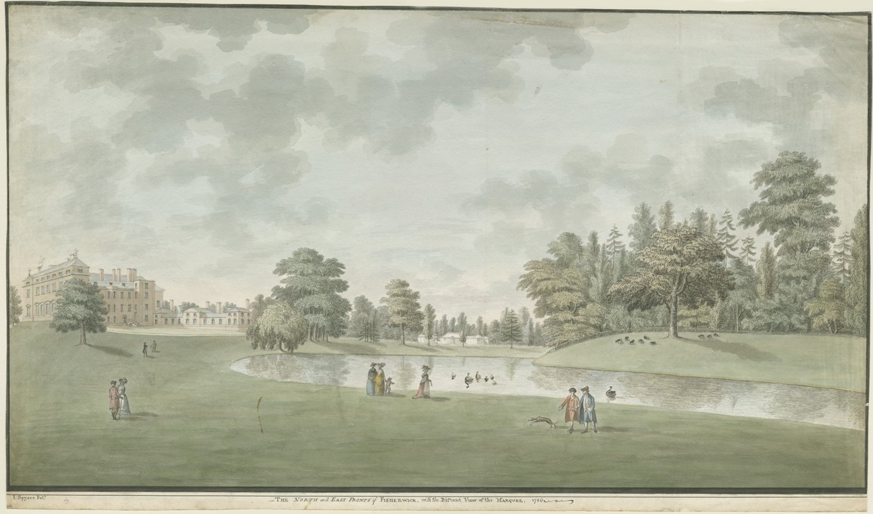 Fisherwick Hall: akvarellmålning, 1786 av Unbekannt