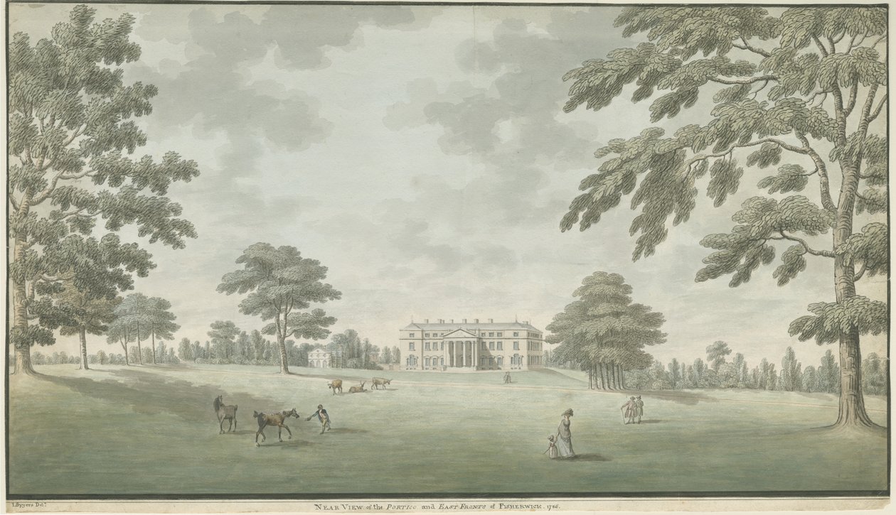 Fisherwick Hall: akvarellmålning, 1786 av Unbekannt
