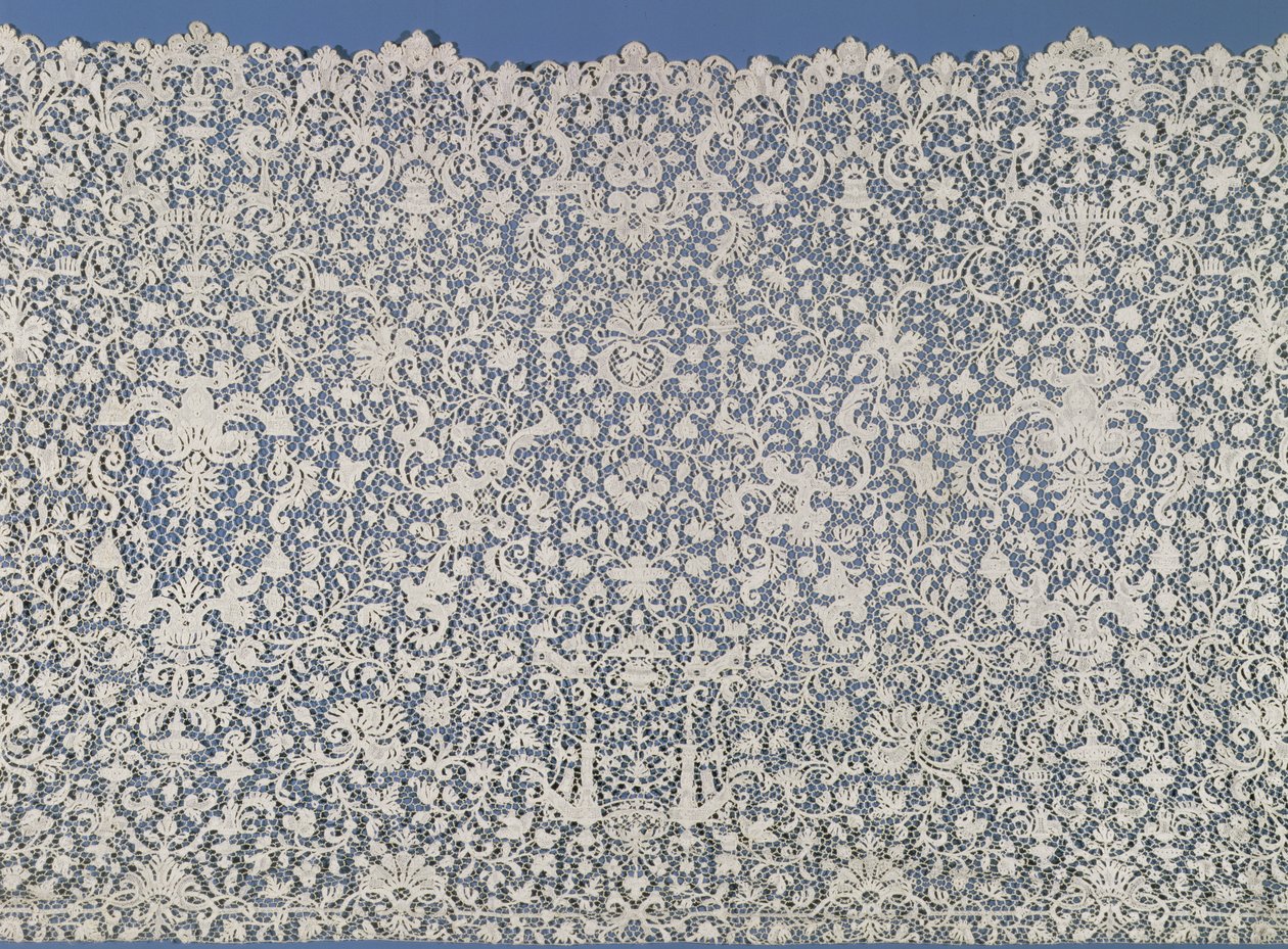 Volang av guipur-spets, fransk, ca 1700 (linne, tråd) av Unbekannt