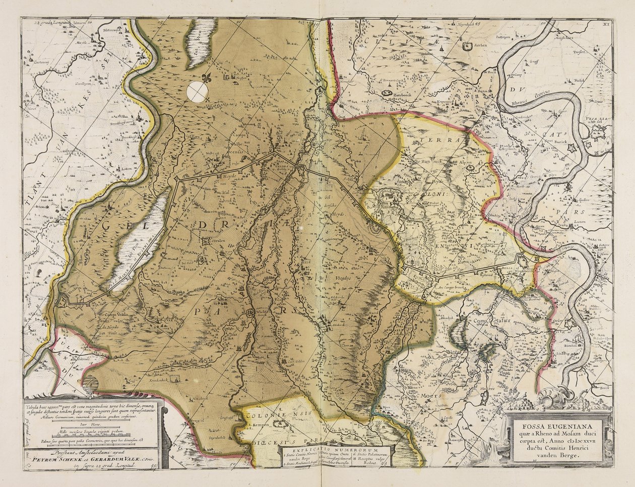 Fossa Eugeniana quae a Rheno ad Mosam duci coepta est anno MDCXXVII ductu comitis Henrici vanden Berge av Unbekannter Künstler