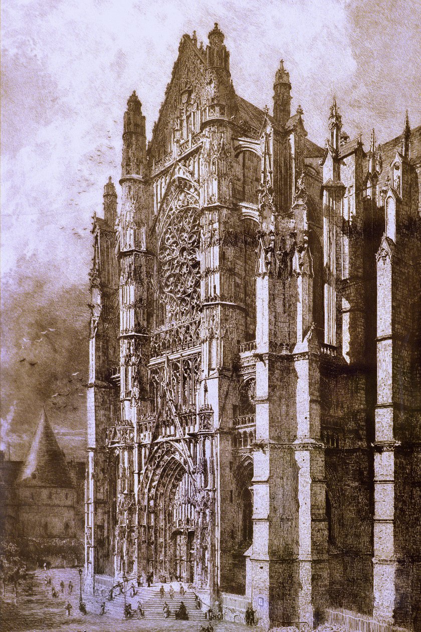Frankrike - Oise - avdelning 60 - Beauvais - DR. Oise Departmental Museum - Gravyr "" Beauvais Cathedral"" av Unbekannt