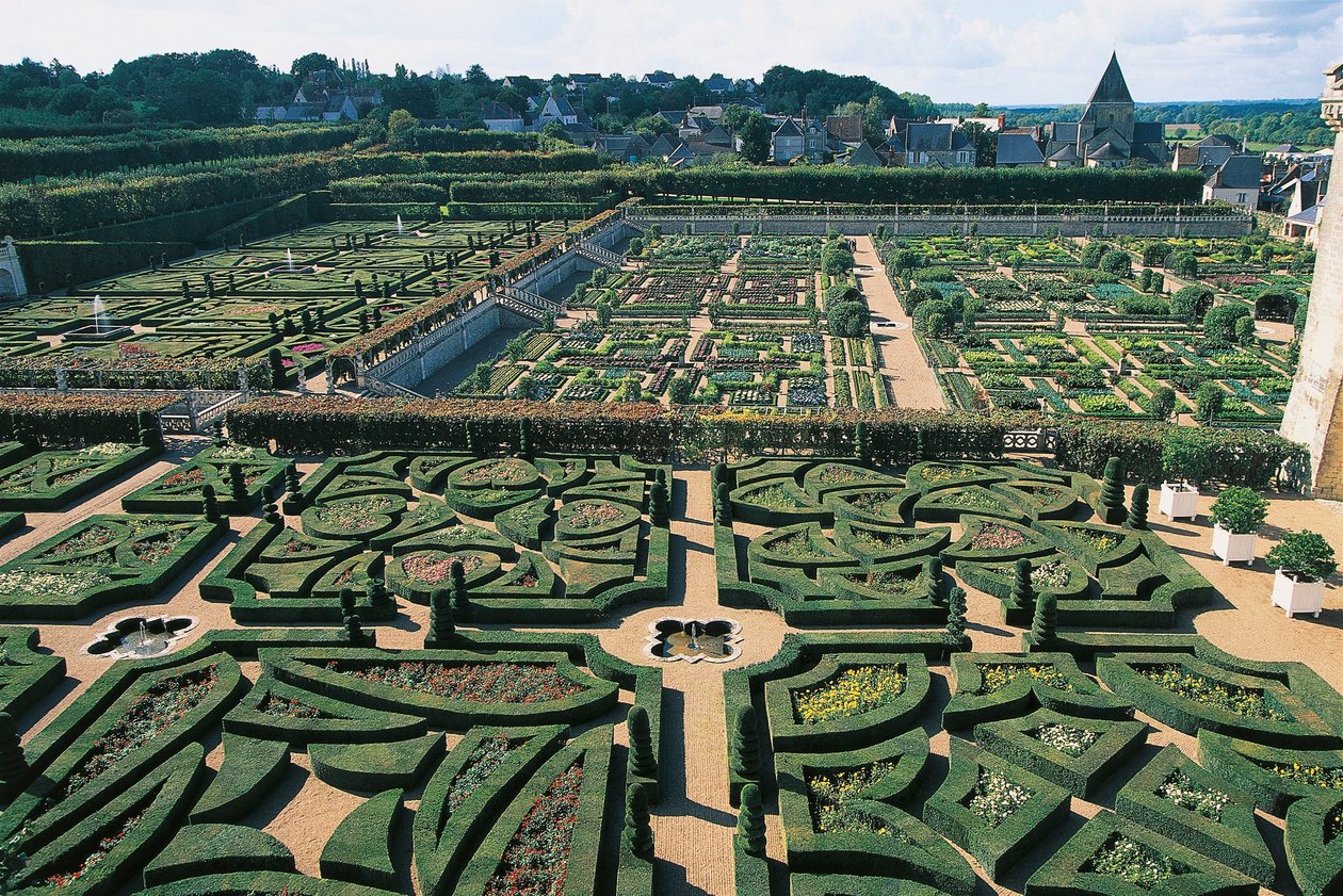 Frankrike, centrum, Loiredalen, trädgårdar vid slottet Villandry, trädgårdar av Benjamin Baud