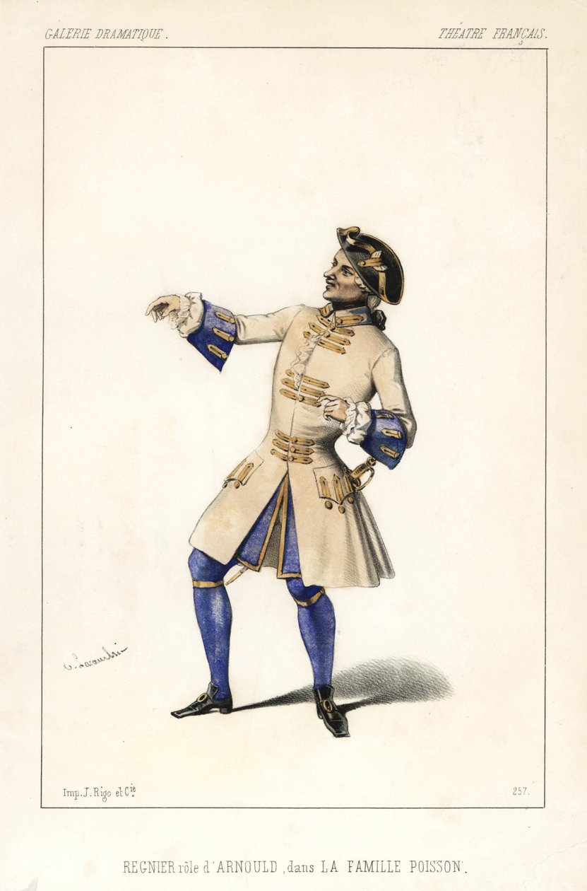 Francois Regnier som Arnould i La Famille Poisson, av Joseph Isidore Samson, Theatre Francais av Unbekannter Künstler