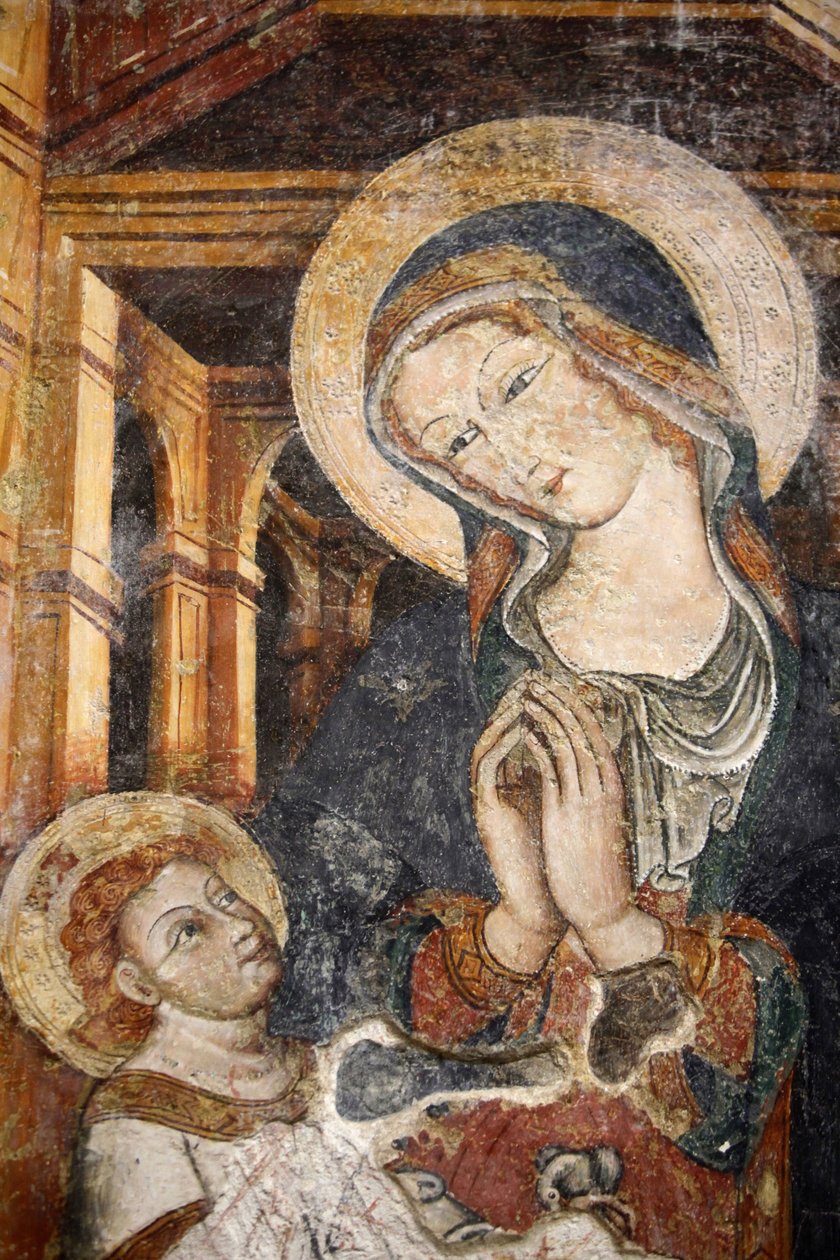 Fresk i Otranto duomo: Jungfru och barn från 1200-talet, Otranto, Italien av Unbekannt