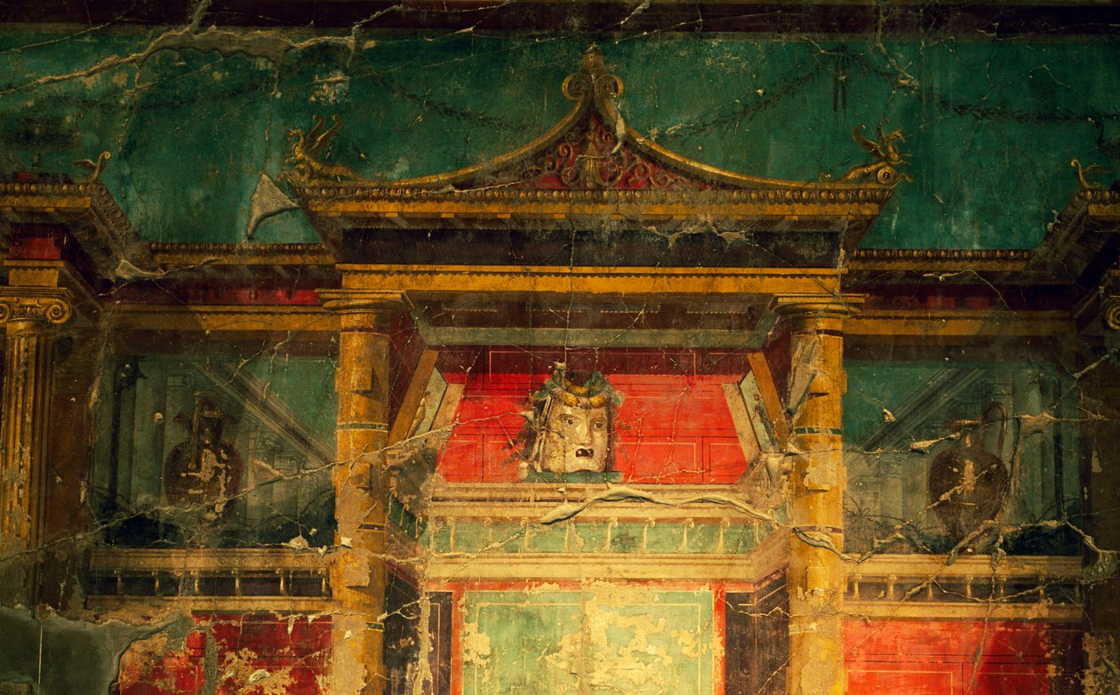 Fresk i salong, Villa Poppaea, arkeologiska området Oplonti, Torre Annunziata (Unescos världsarvslista av Benjamin Baud