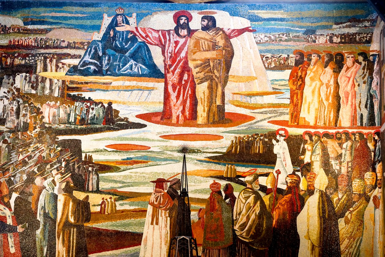 Fresk i bebådelsen romersk-katolska basilikan, Nasaret, Galileen, Israel. (Foto) av Unbekannt