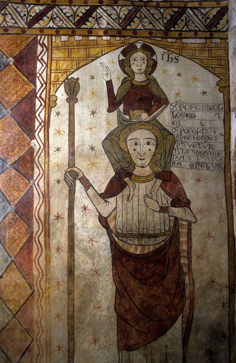 Fresk av Ferrande-tornet i Pernes-les-Fontaines (Pernes les Fontaines, Vaucluse (84) på ​​1200-talet: Sankt Christopher bär Kristus. av Unbekannt