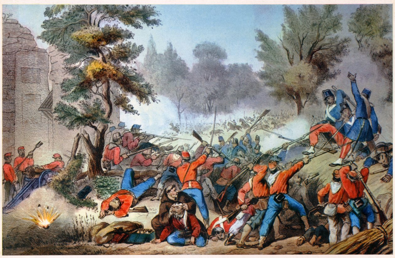 GARIBALDINI VID SESSA KOMBAT 1860 (tryck) av Unbekannter Künstler