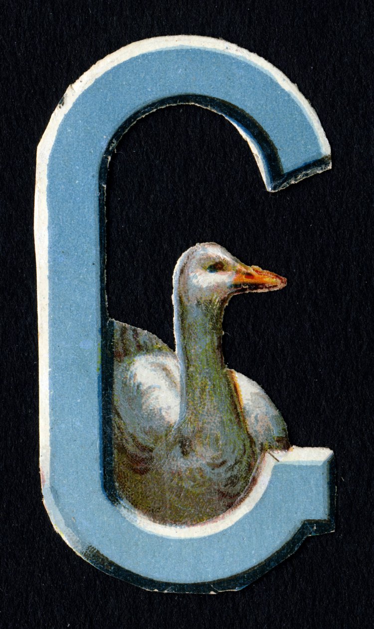 G som Goose. Beetle decoupis på temat djur. Gravyr. Serie om 26 våffelkromolitografier av engelskt ursprung. Redaktör och illustratör okänd. Slutet av 1800-talet. Mått: 5,5x3,5cm av Unbekannt