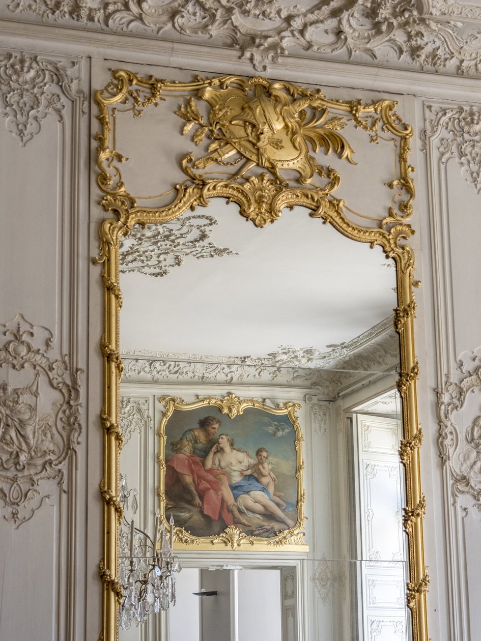 Spel av is och speglar, reflektion av Aurore och Cephale, Målning av Francois Boucher (1703-1770). Prinsens rum. Hotel de Soubise, Paris av Unbekannt