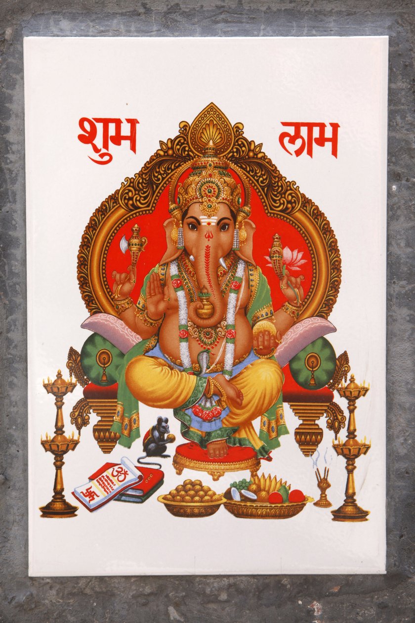 Ganesh bild på en keramisk kakel, Rishikesh, Indien av Unbekannt