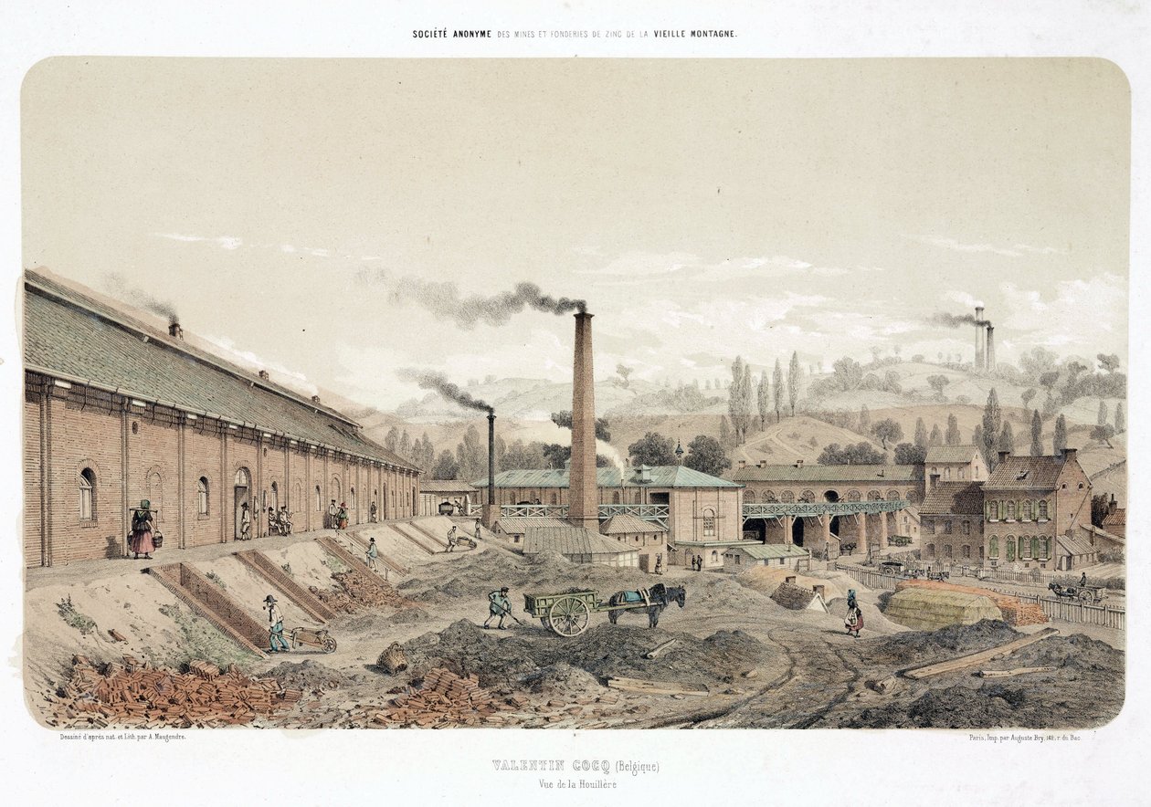 General Industrial Scenes Coalmine vid Valentin Cocq, Belgien av Unbekannt