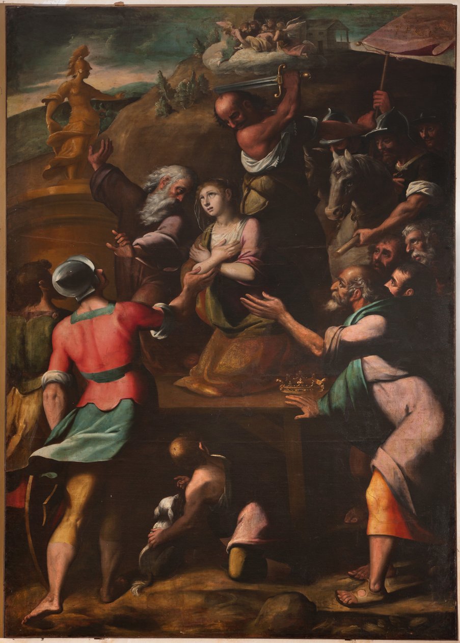 Genua, Duomo (St Lawrence Cathedral), inuti, Baptistery (tidigare Church of St John the Old): "Martyrdom of St Catherine", av Cesare och Alessandro Semino av Unbekannter Künstler