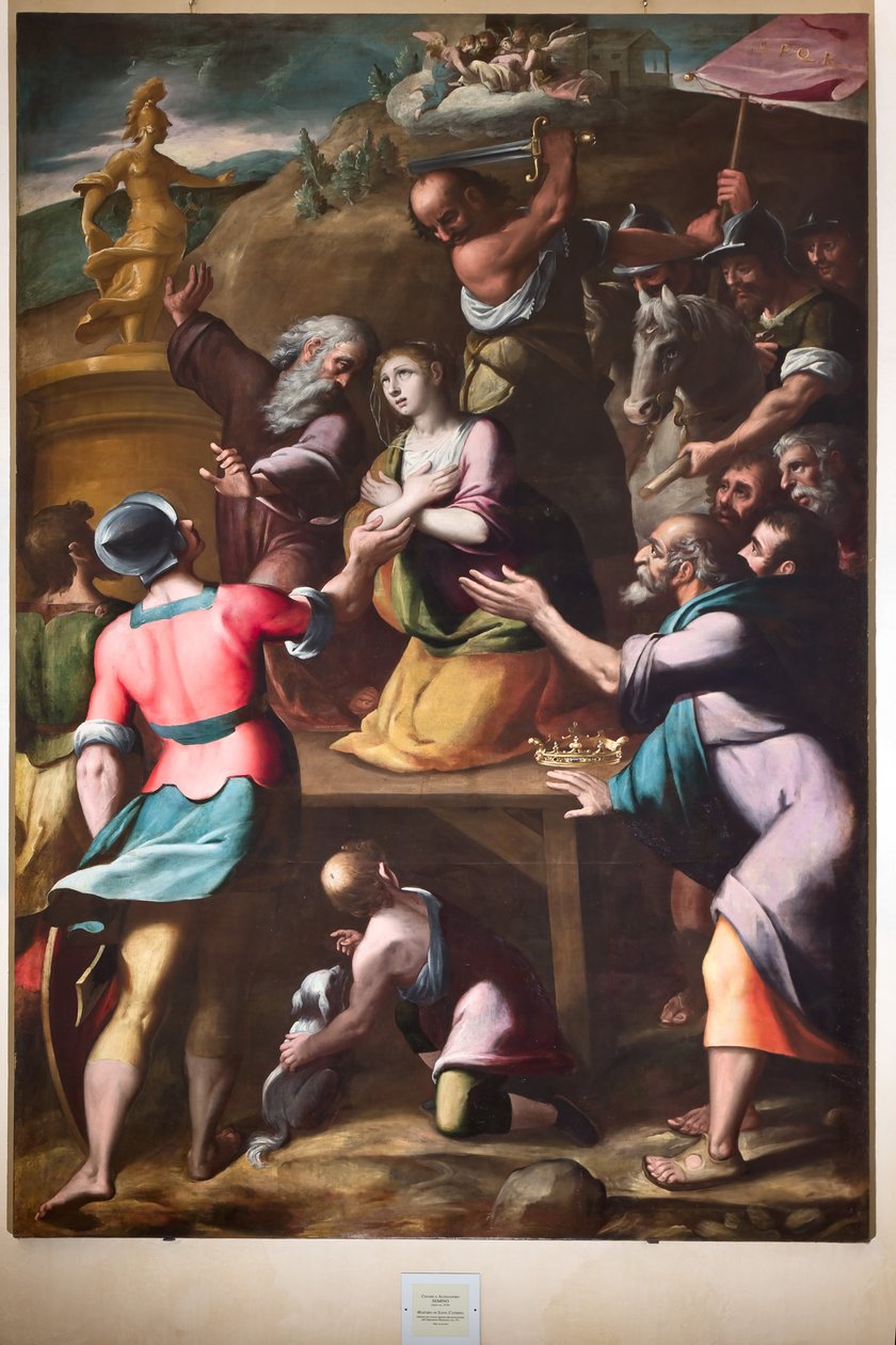 Genua, Duomo (St Lawrence Cathedral), inuti, Baptistery (tidigare Church of St John the Old): "Martyrdom of St Catherine", av Cesare och Alessandro Semino av Unbekannter Künstler