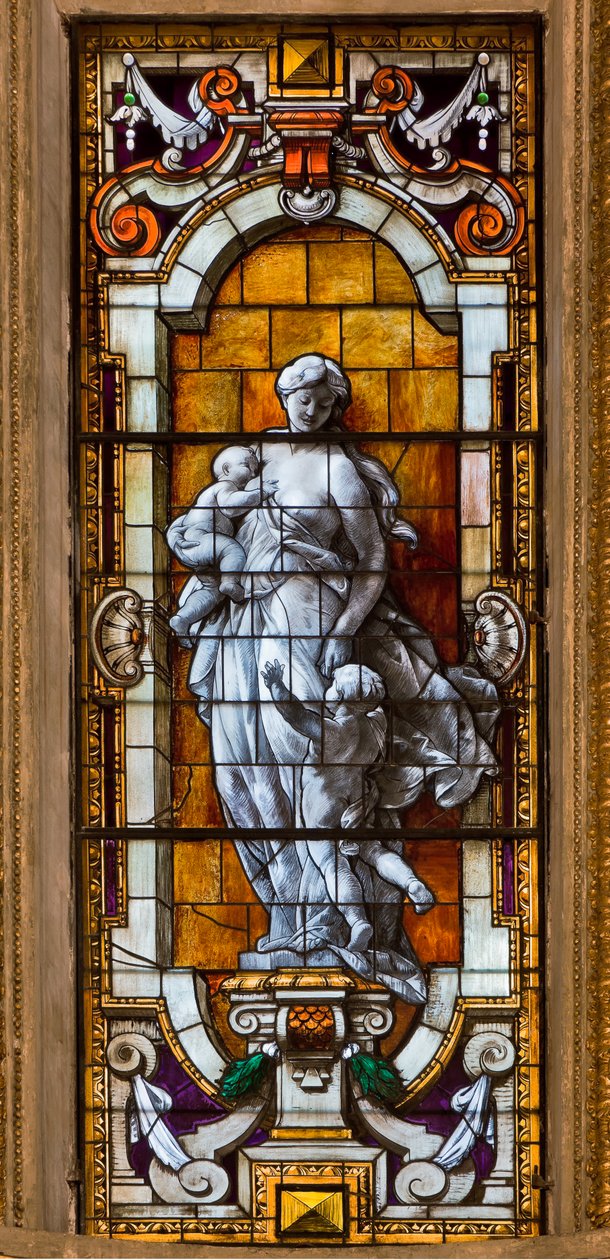 Genua, Duomo (St Lawrence Cathedral), inuti, Lercari-kapellet eller det heliga sakramentets kapell (norra absiden): "målat glasfönster" av Unbekannter Künstler