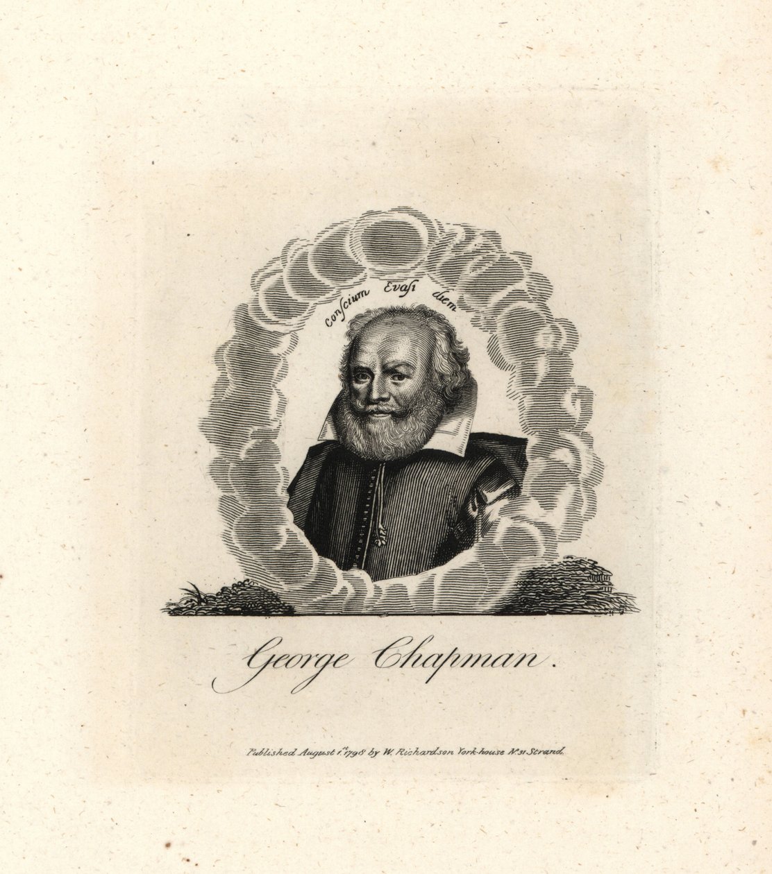 George Chapman, engelsk dramatiker, översättare och poet, död 1634. Kopparstick från William Richard