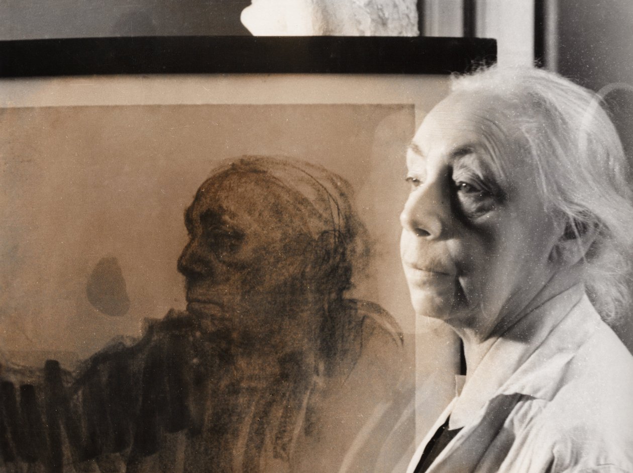 Tysk målare, grafiker och skulptör Kaethe Kollwitz, Tyskland omkring 1940 (s/v foto) av Unbekannter Künstler