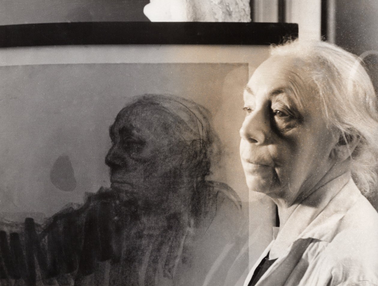 Tysk målare, grafiker och skulptör Kaethe Kollwitz, Tyskland omkring 1940 (s/v foto) av Unbekannter Künstler