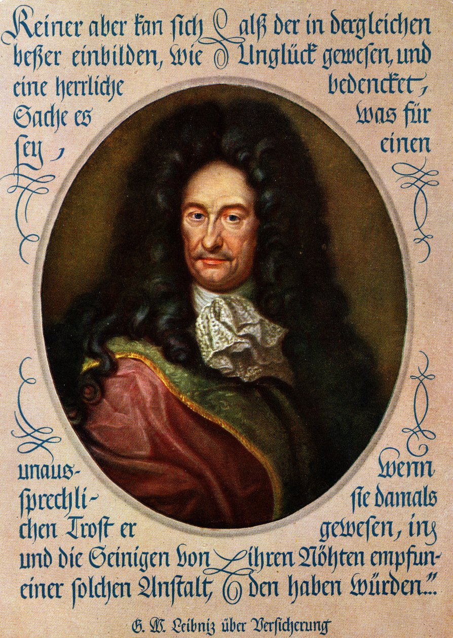 Gottfried Wilhelm Leibniz porträtt tysk filosof (tryck) av Unbekannter Künstler