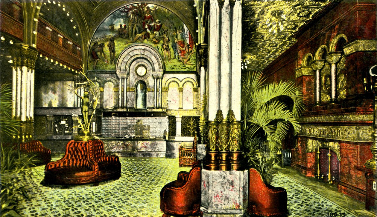 Grand Foyer, Hotel Netherland, New York City, USA av Unbekannter Künstler