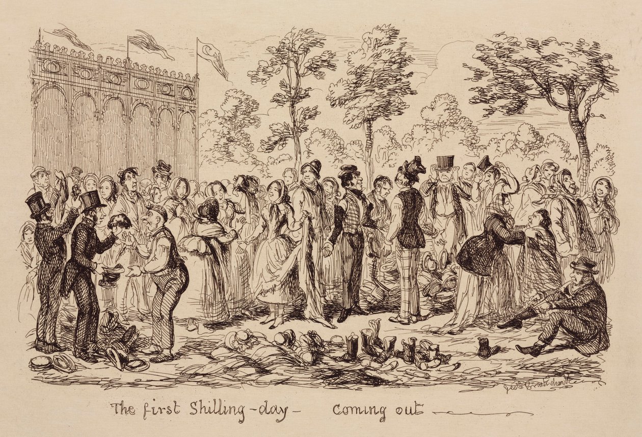 Stora utställningen 1851 "Den första shillingdagen - kommer ut" av Unbekannt