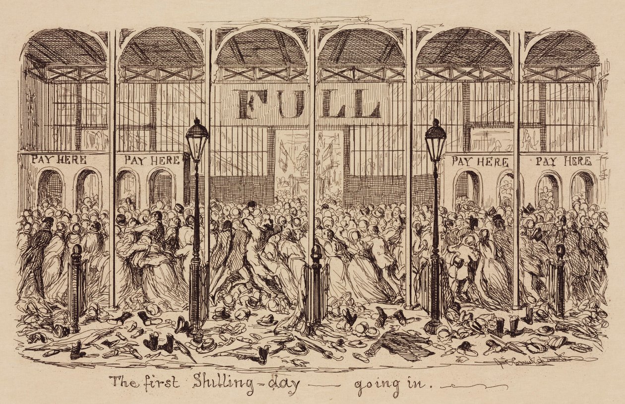 Stora utställningen 1851 "Den första shillingdagen - går in" av Unbekannt