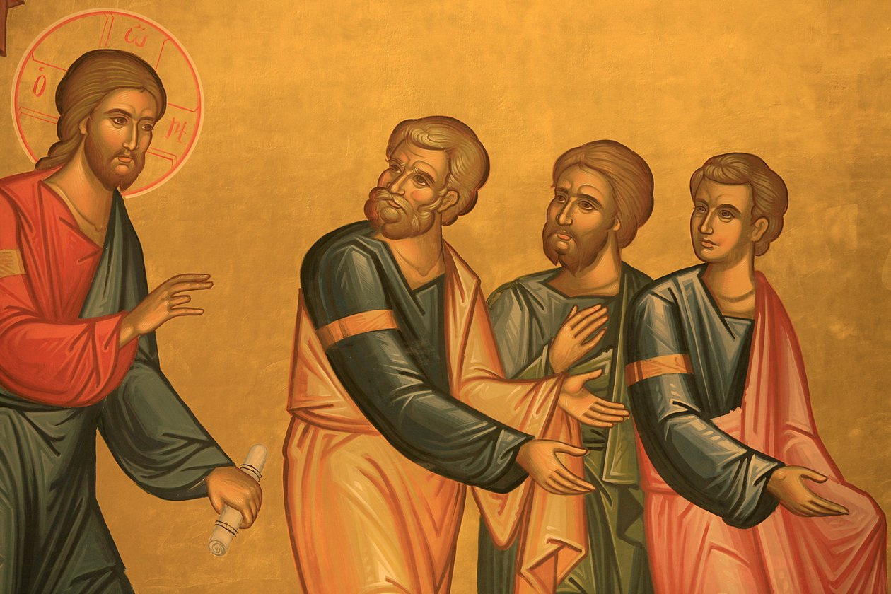 Grekisk-ortodox kyrka fresk: Kristus efter hans förvandling Thessalonique Grekland av Unbekannt