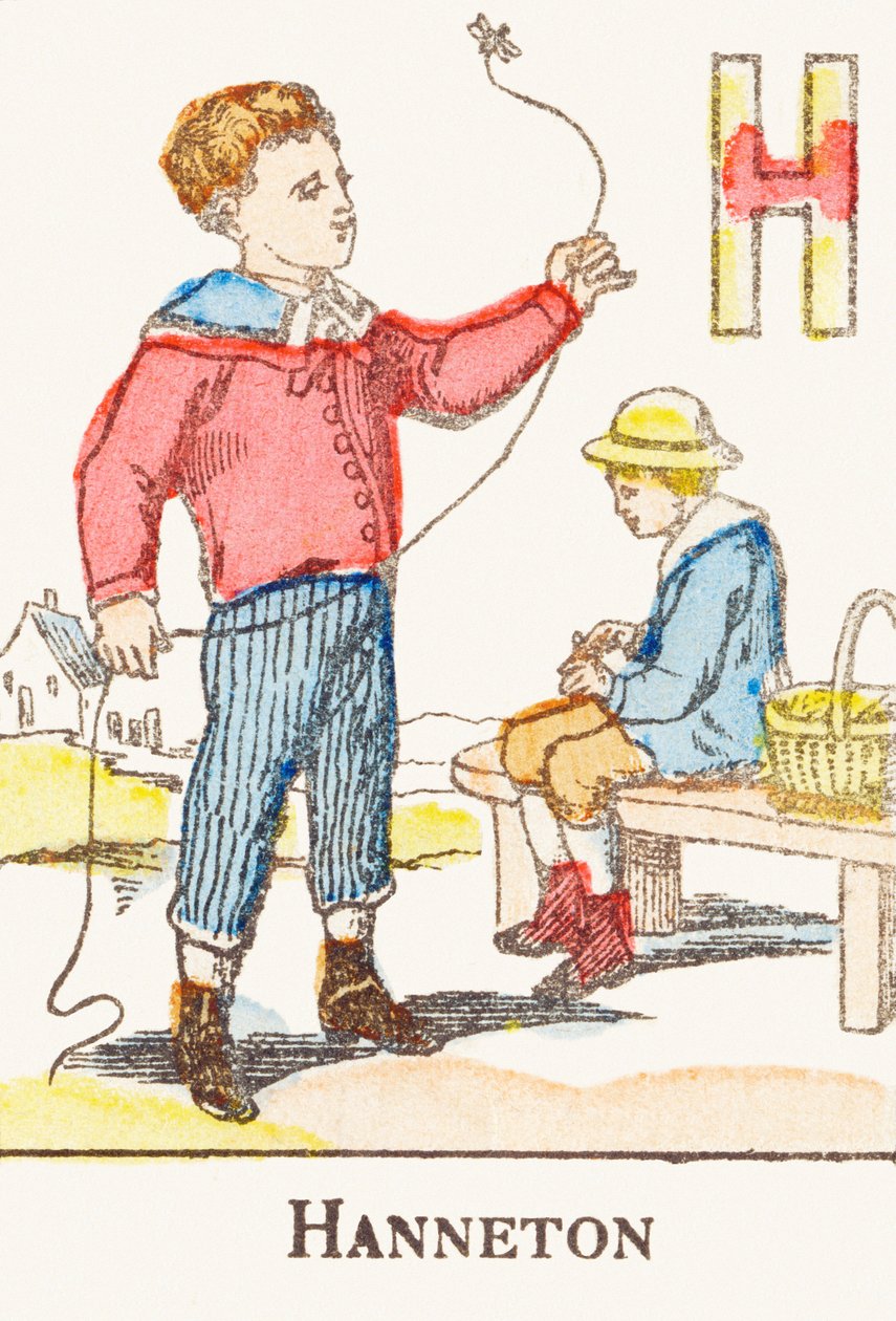 H: Cockchafer - Gravyr från "Alphabet des jeux", cirka 1890 av Unbekannt