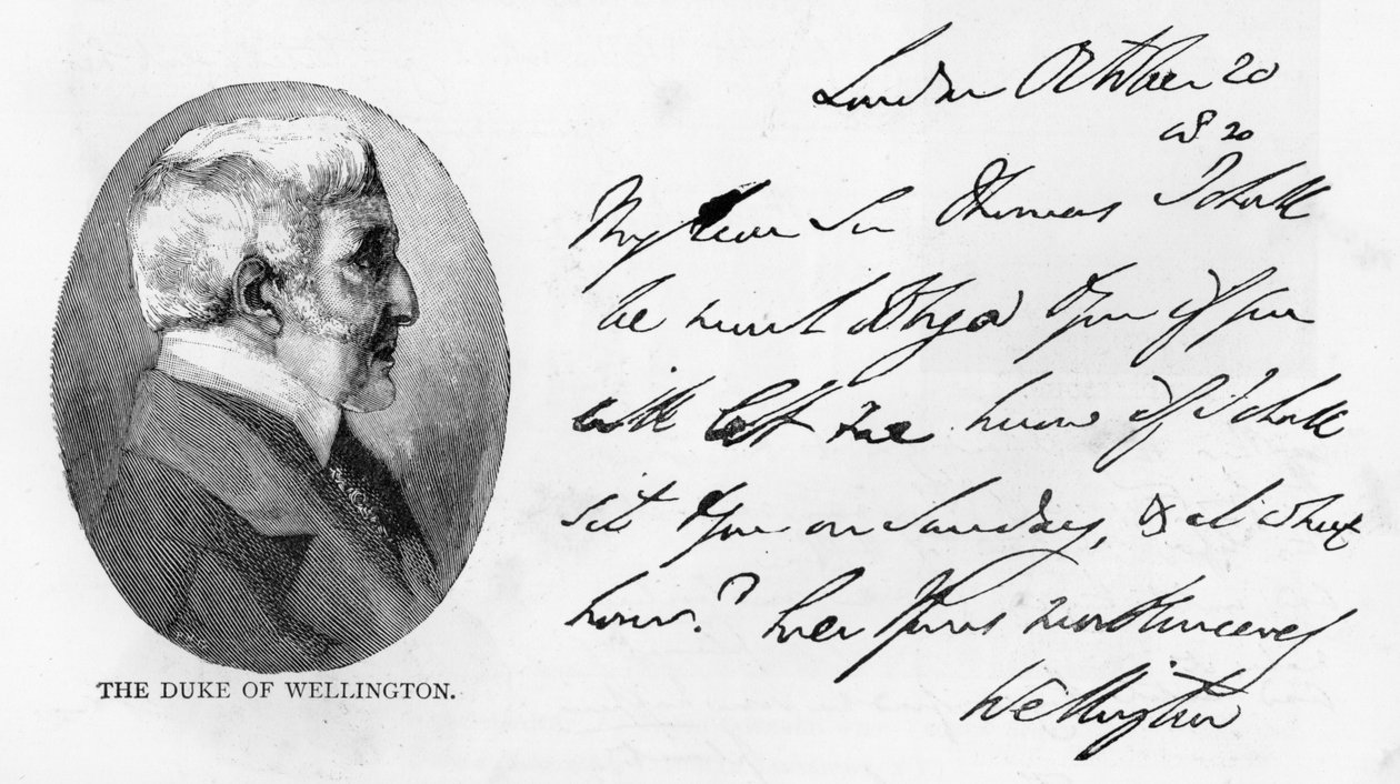 Arthur Wellesleys handstil och signatur av Unbekannt