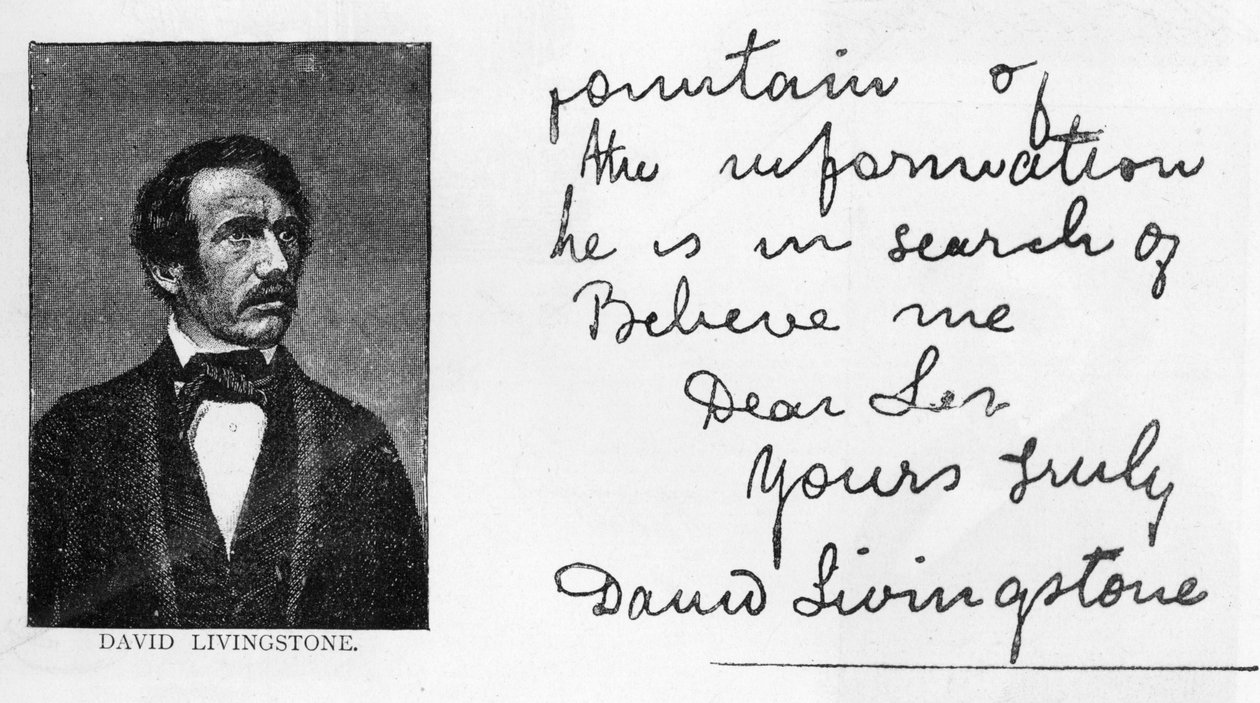 Handskrift och signatur av David Livingstone (penna och bläck på papper) av Unbekannt