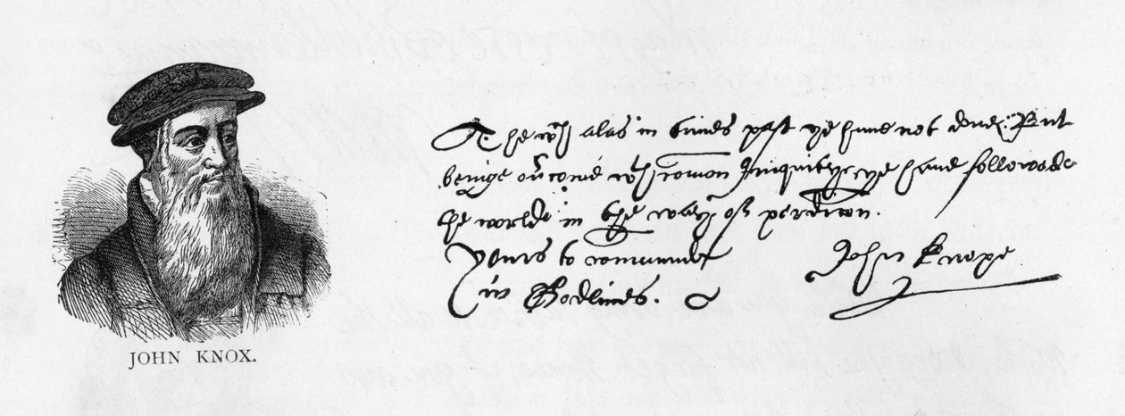 Handstil och underskrift av John Knox från ett brev skrivet från Dieppe till William Cecil för att begära tillstånd att besöka England av Unbekannt