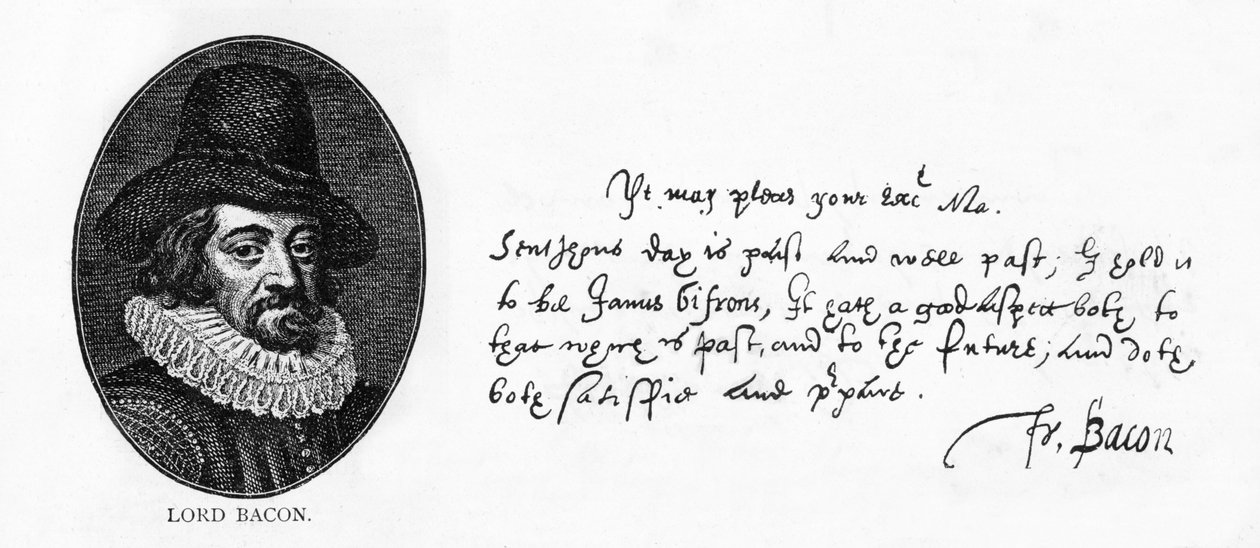 Handstil och underskrift av Sir Francis Bacon från ett brev till King James, 29 april av Unbekannt