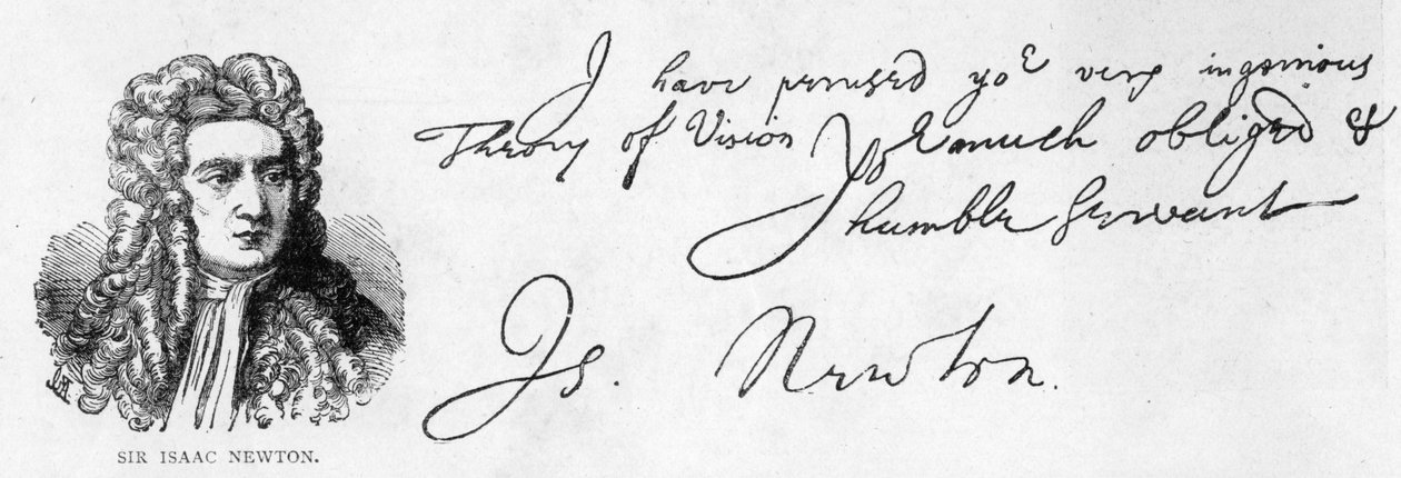 Handskrift och signatur av Sir Isaac Newton från ett brev till William Briggs, M.D., skrivet från Trinity College, Cambridge, 20 juni av Unbekannt