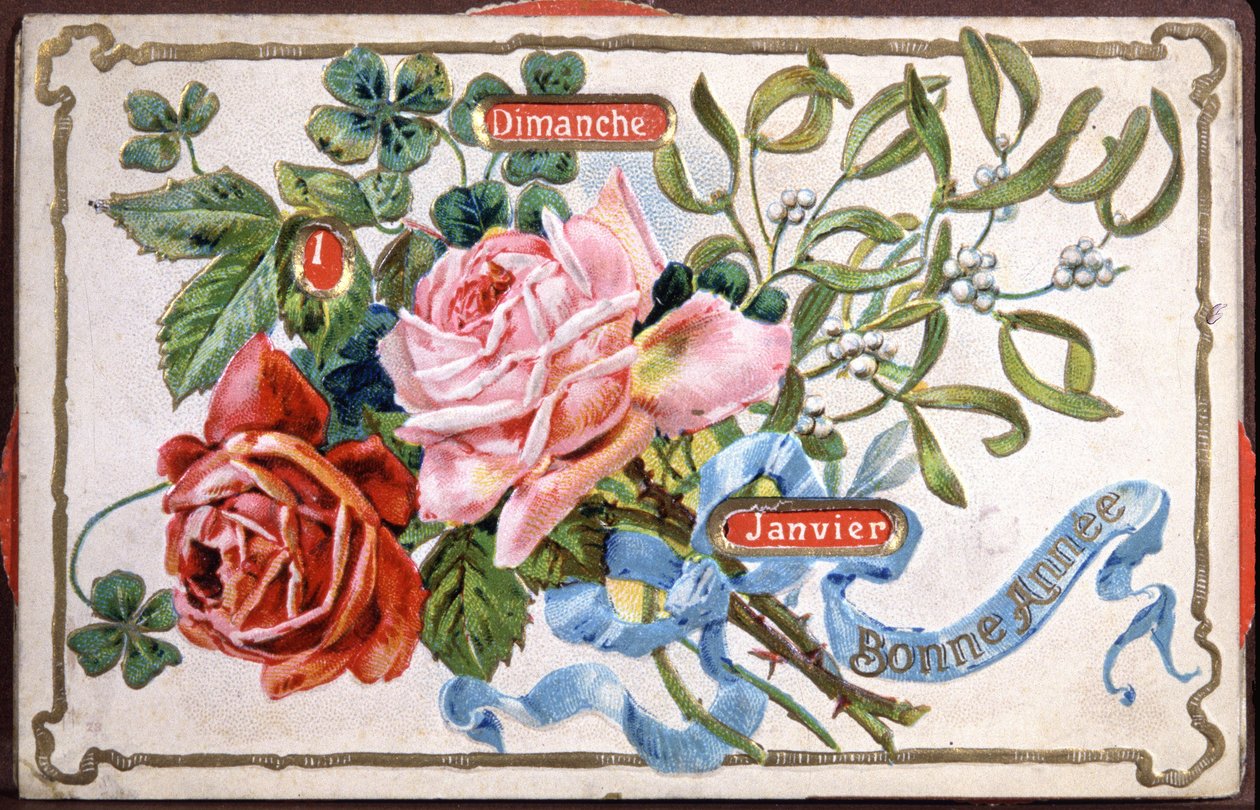 Blommor för gott nytt år, tidigt 1900-tal (vykort) av Unbekannter Künstler