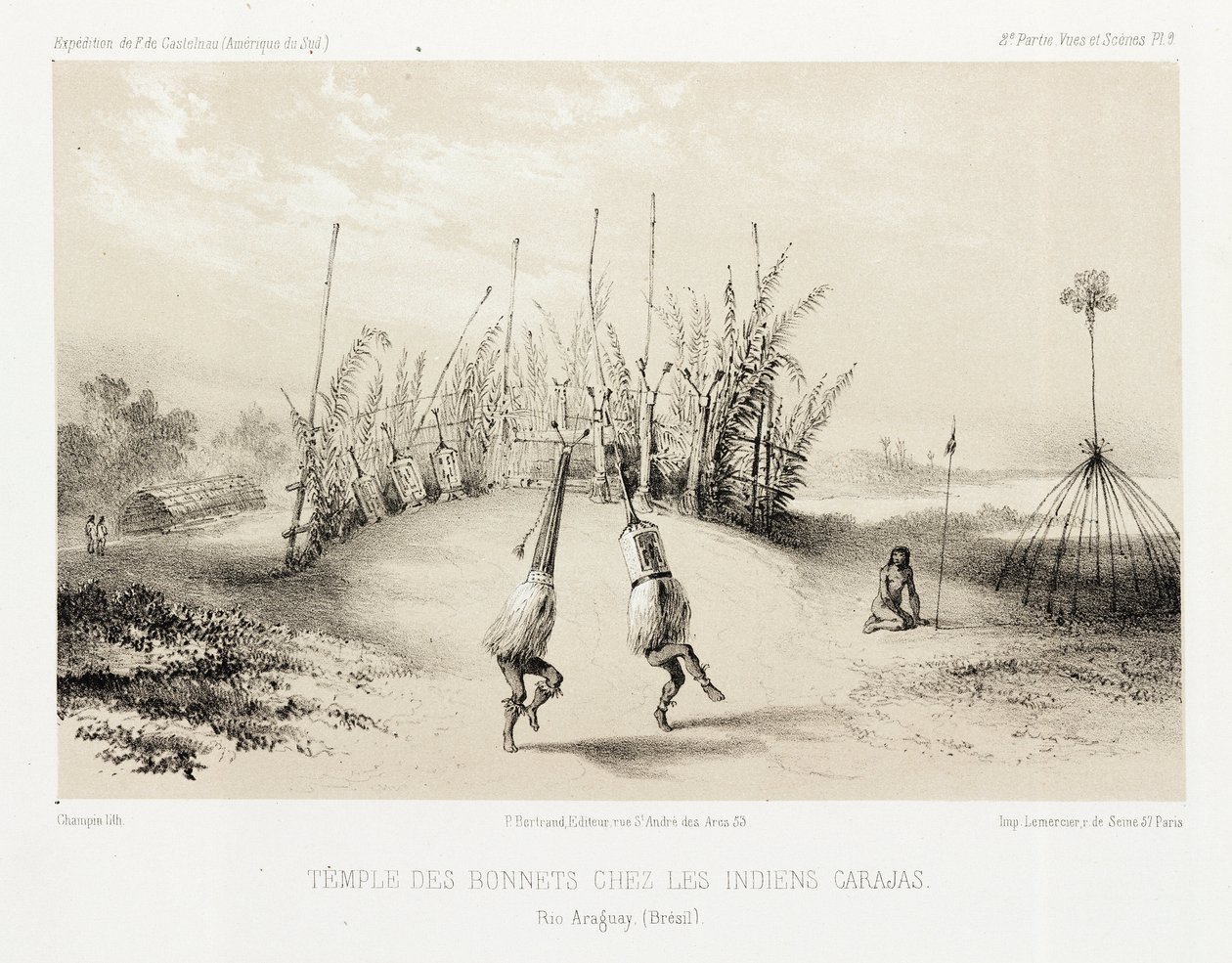 Huvudbonadstempel för Carajas-indianerna, Brasilien, ca 1843-1847 av Unbekannt