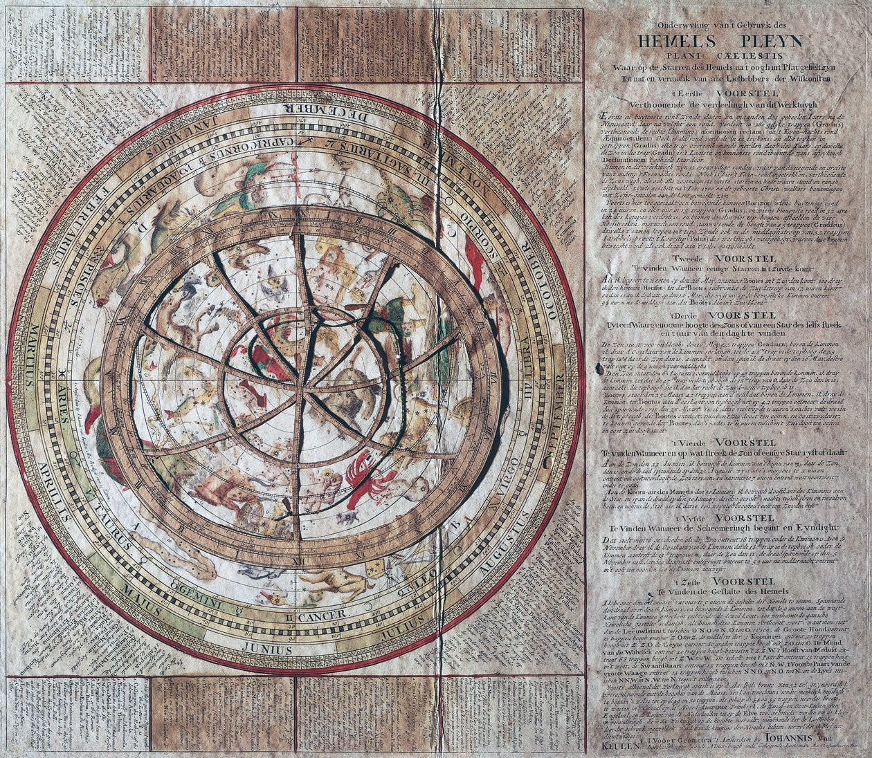 Hemels Pleyn Plani Caelestis, himmelssfär med astrolabium, ca 1680, av Johannes van Keulen (1654-1715), kopparstick, publicerad i Amsterdam av William M. Timlin