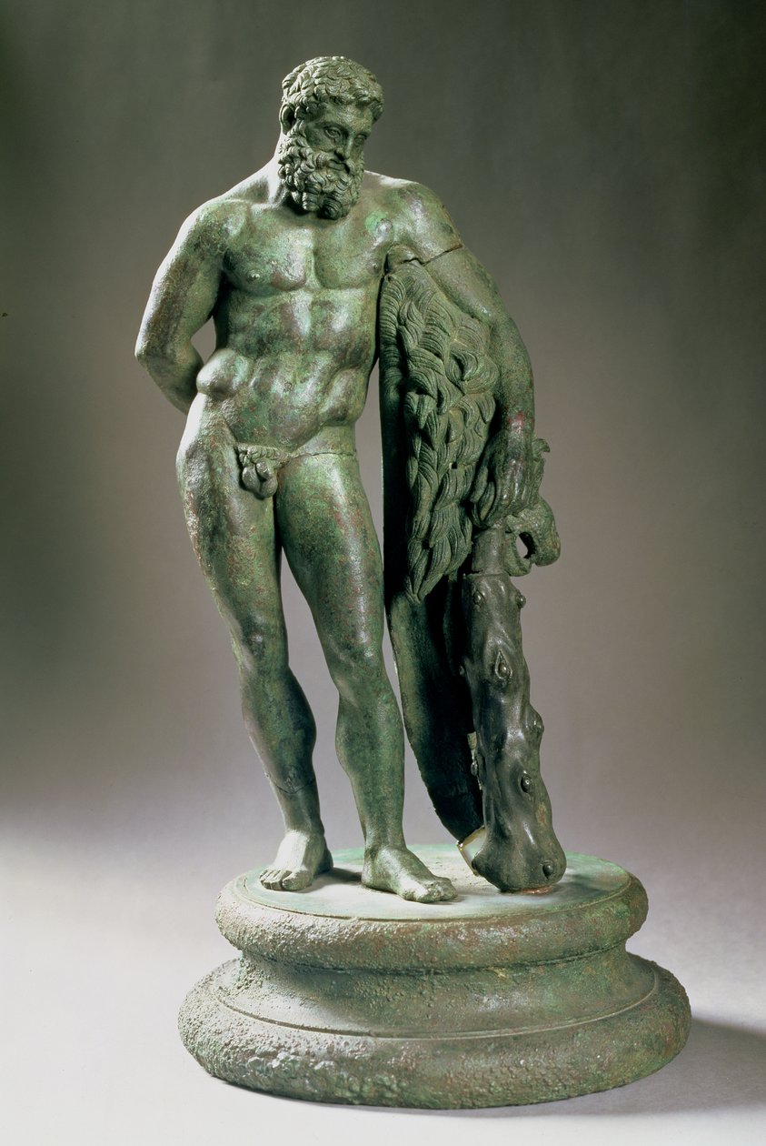 Herakles (Hercules) i vila, en förminskad kopia av ett original av Lysippos (c.390-s.310 BC) grekiska, c.320 BC (brons) av Unbekannt