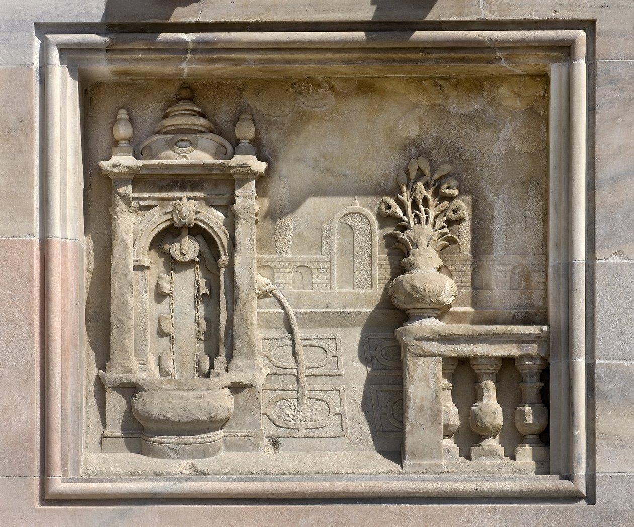 Högrelief föreställande en brunn täckt av Francesco Bono (1654). Katedralen (kupol eller duomo) i Milano Italien av Unbekannt