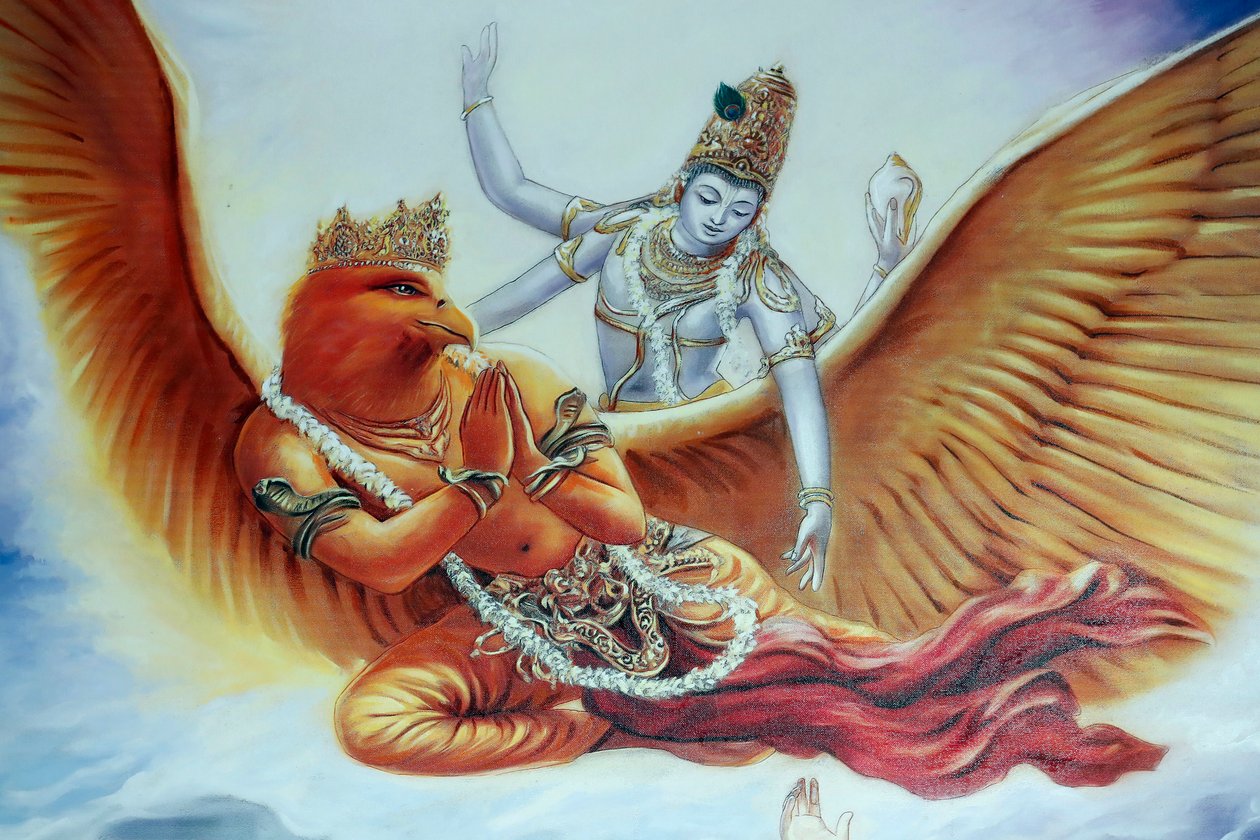 Hindutemplet och Srini Aa Batu-grottorna, hinduiska guden Vishnu, Kula Lumpur, Malaysia (Foto) av Unbekannt