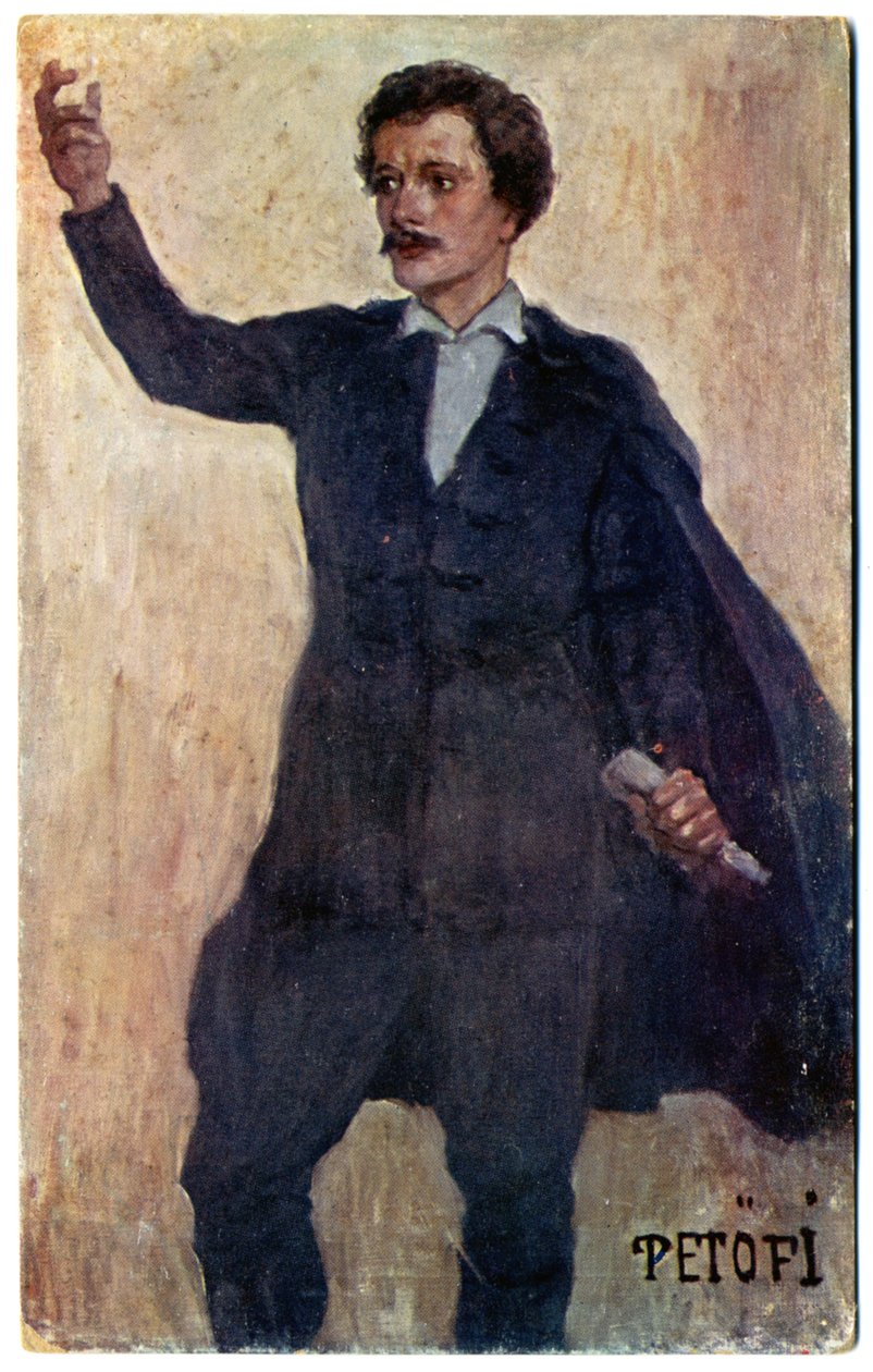 Historia. Ungern. Poeten och revolutionären Sandor Petofi. Vykort, Ungern, ca 1920 (vykort) av Unbekannter Künstler
