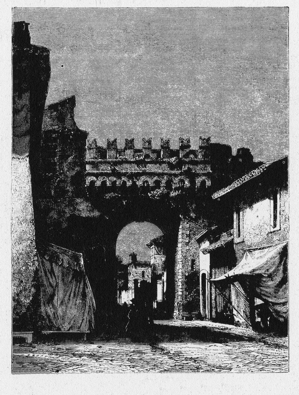 Det antika Roms historia. Porta Settimiana är en port i Aurelian-muren i Rom. av Unbekannt
