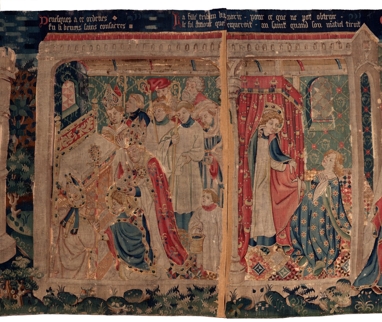 Historia om Saint Piat och Saint Eleuthère, även kallad gobeläng av Arras. Beställd från kanon Toussaint Prier, kapellan av hertigen av Bourgogne, sent 1300-tidigt 1400-tal. 22m x 2m. Detalj (gobeläng) av Alec Hunter