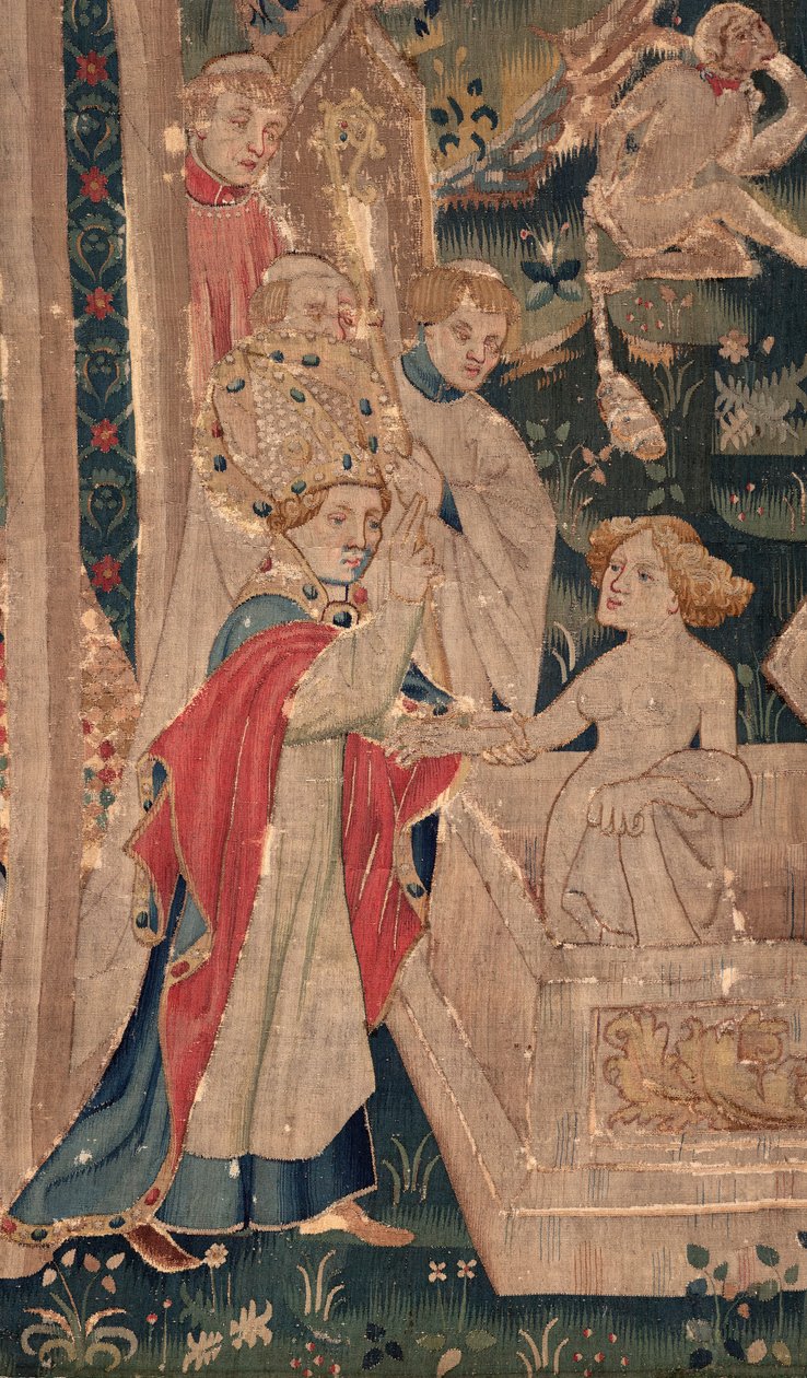 Historien om Saint Piat och Saint Eleuthère, även kallad gobelängen från Arras. Beställd från kaniken Toussaint Prier, kaplan hos hertigen av Burgund, slutet av 1300-talet och början av 1400-talet. 22 m x 2 m. Detalj (gobeläng) av Unbekannter Künstler
