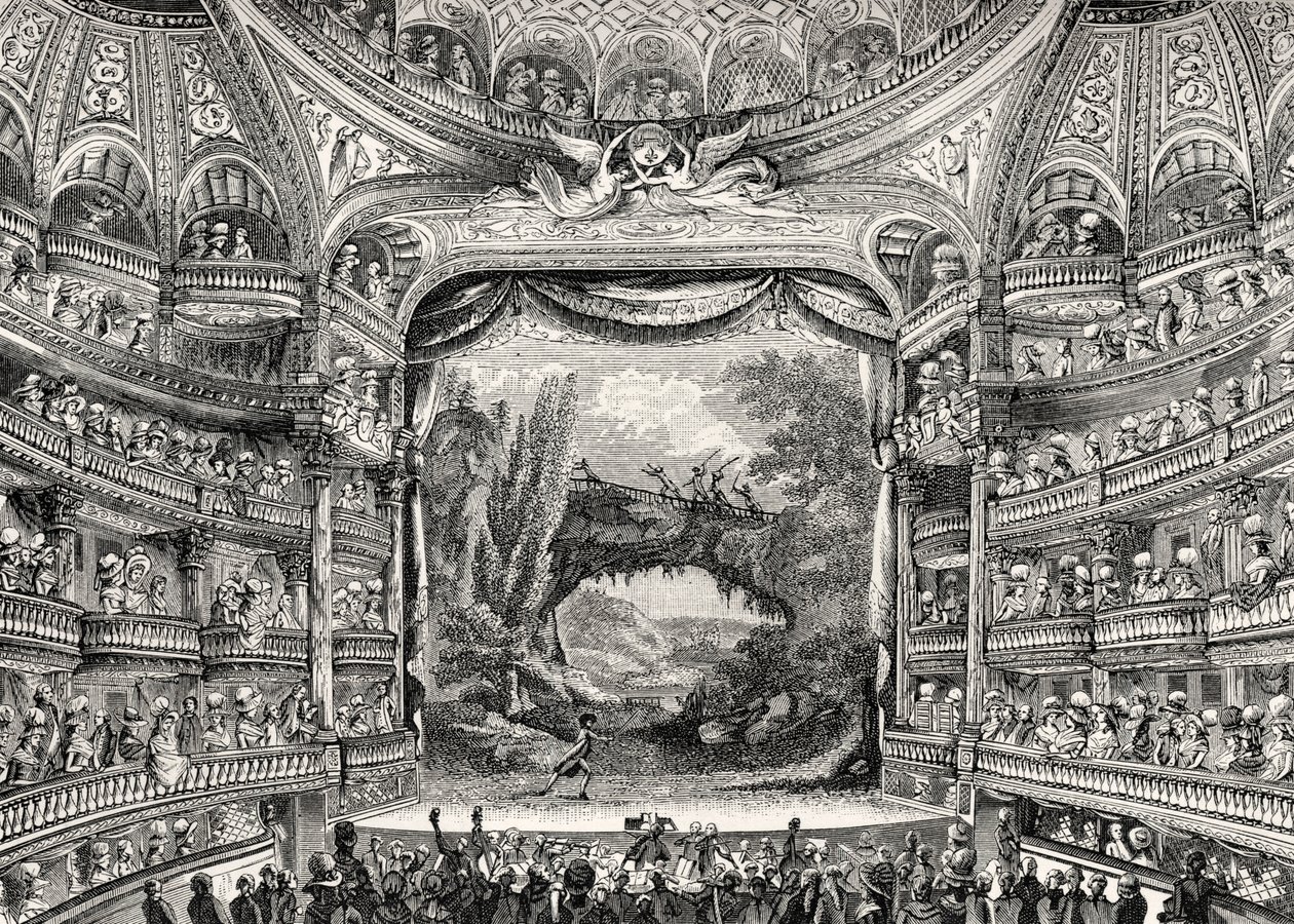 Teaterns historia: Variétés Amusantes-teatern i Paris (numera Théâtre-Francais) av Unbekannter Künstler