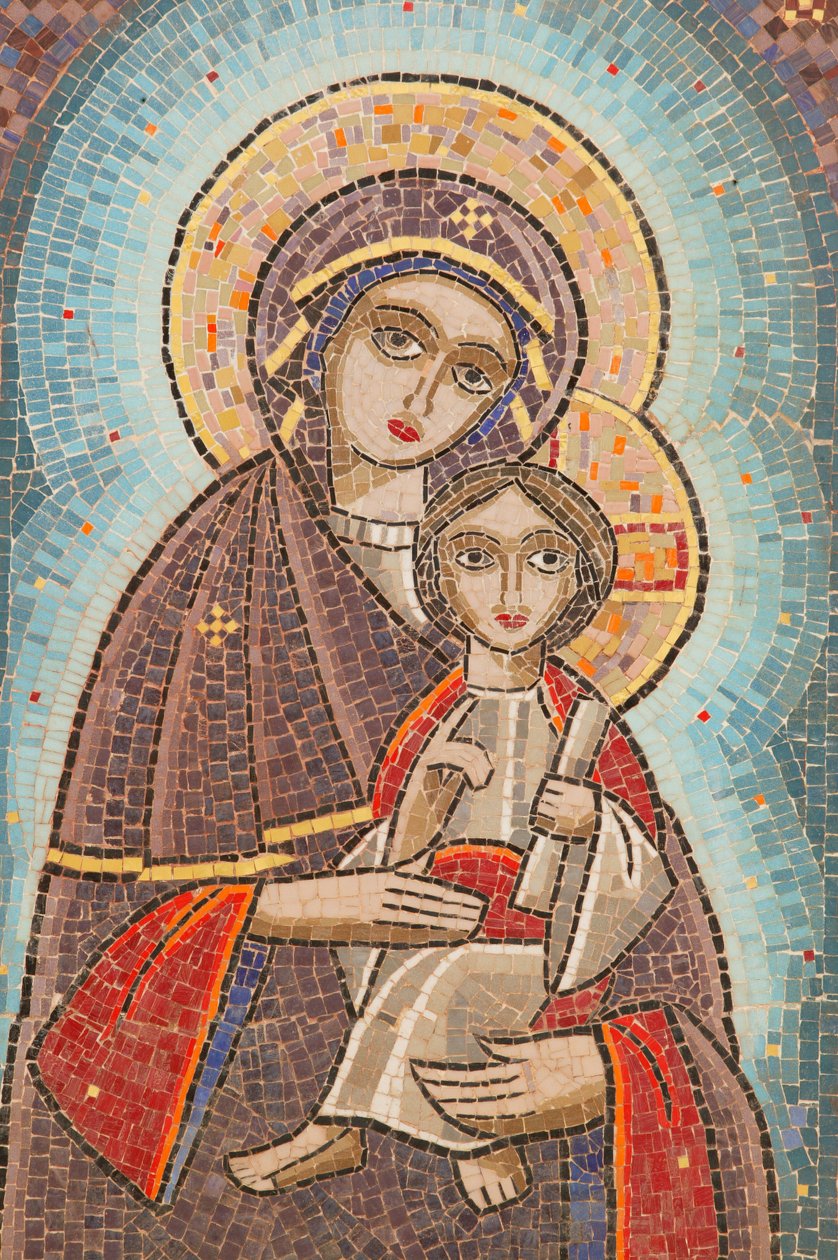 Heliga jungfrun och Saint John Kame koptiska klosterikonen Egypten av Unbekannt
