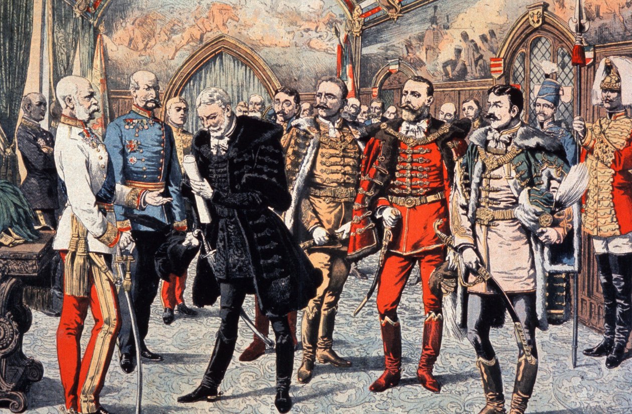 Ungerska dignitärer som togs emot av Franz Joseph I i Ungern av Unbekannter Künstler