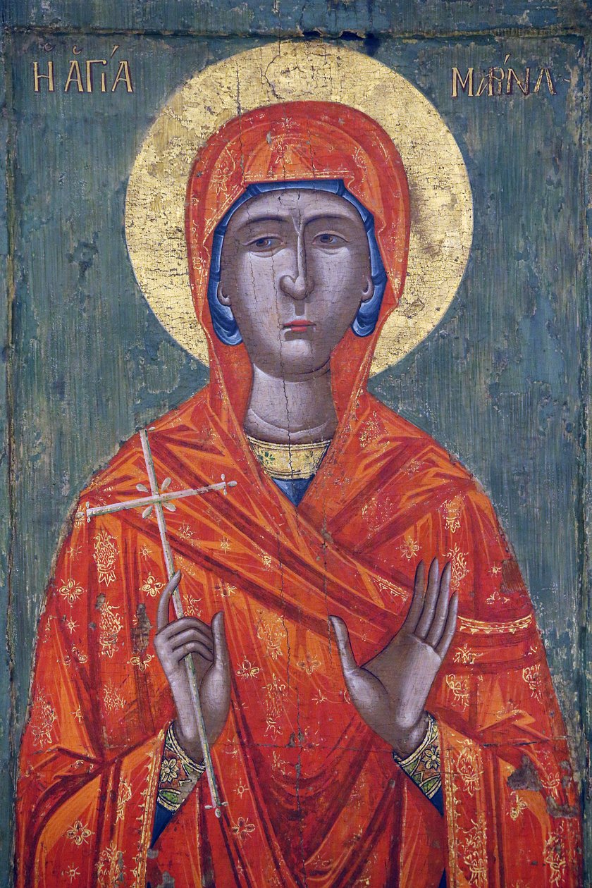 Ikon i Pedoulas bysantinska museum: Saint Marina (1700-talet), 20150510, Pedoulas, Cypern av Unbekannt