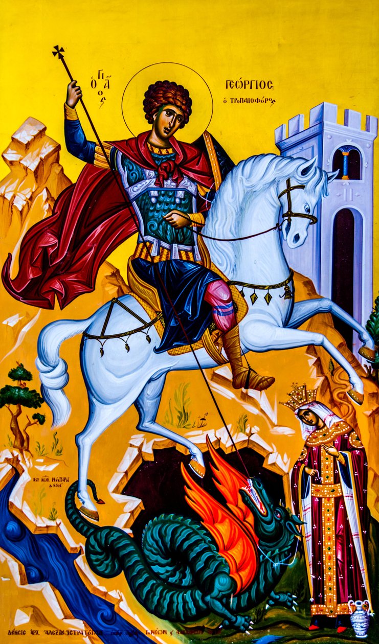 Ikon av Saint George, Moni Karydi, Kreta, Vamos, Kreta, Grekland, Europa (foto) av Unbekannter Künstler