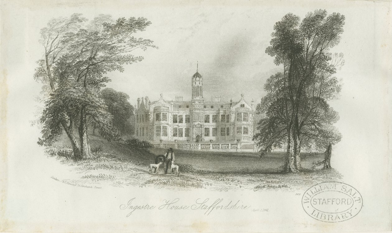 Ingestre Hall: stålstick, 1 april 1841 av Unbekannt